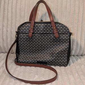 Fossil Rachel Satchel Black and Brown Handbag